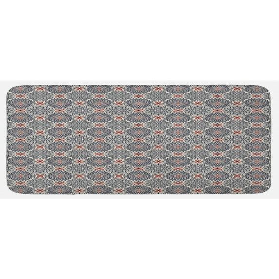 Victorian Kitchen Mat, Victorian Royal Flowers Vintage European Welsh Bohemian Design Print, Plush Decorative Kitchen Mat with Non Slip Backing, 47" X 19", Multicolor, by Ambesonne