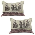 thumbnail image 1 of Victorian Knitted Quilt Pillowcover Set of 2, Ladies Clothes Fashion History Dress Handbag Feather Gloves Floral Design Print, Standard Queen Pillow Sham Bedroom, 30" x 20", Grey Rose, by Ambesonne, 1 of 1