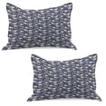 thumbnail image 1 of Victorian Knitted Quilt Pillowcover Set of 2, Vintage Romantic Rose and Magnolia Bouquet with Twigs on Dark Backdrop, Standard Queen Pillow Sham Bedroom, 30" x 20", Dark Blue Pale Pink, by Ambesonne, 1 of 1