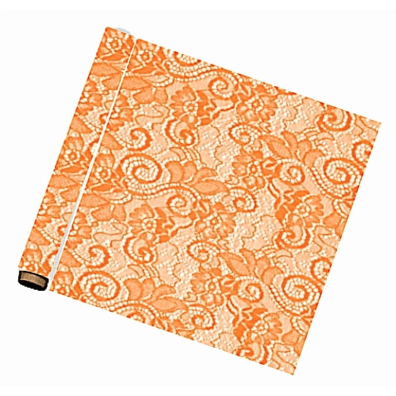 Cellophane Wrap Victorian Lace Rolls 20 Inch X 100 Foot Roll Food Contact Safe-LACE~ Tangerine Orange