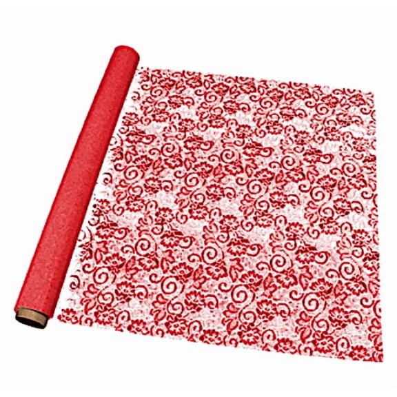 Cellophane Wrap Victorian Lace Rolls 20 Inch X 100 Foot Roll Food Contact Safe-LACE~ RED