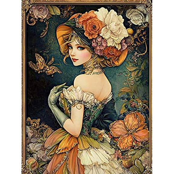 Victorian Lady Portrait Decorative Painting/Canvas Art Perfect for Living Room Bedroom Office Dining Room Hallway Study Room Bathroom Kitchen and Entryway Decoration.