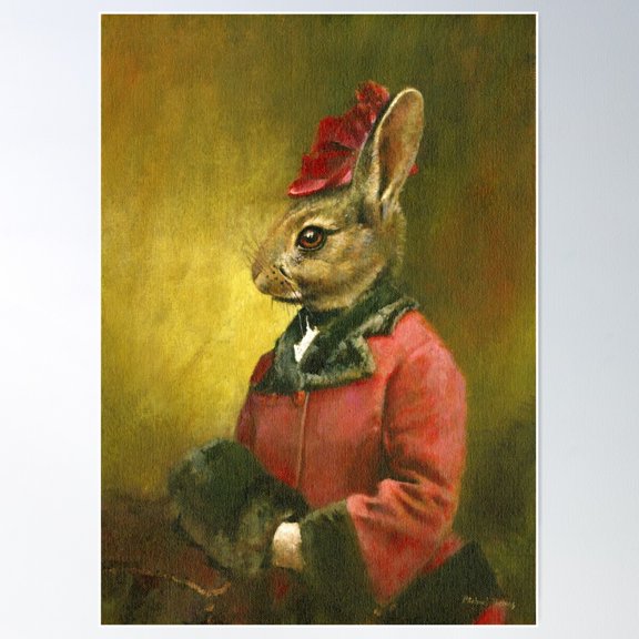 Victorian Lady Rabbit Poster Wall Art, Modern Wall Decor For Living Room Bedroom, 12x18 UNFRAMED