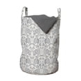 thumbnail image 1 of Victorian Laundry Bag, Continuous Delicate Thin Line Drawn Floral Pattern in Calm Tones, Basket with Handles Drawstring Closure for Laundromats, 13" x 19", Eggshell and Purpleblue, by Ambesonne, 1 of 4