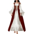 thumbnail image 1 of Victorian Maxi Dress for Women Medieval Renaissance Court Flare Sleeves Dress Off Shoulder Lace Up Vintage Dress, 1 of 7