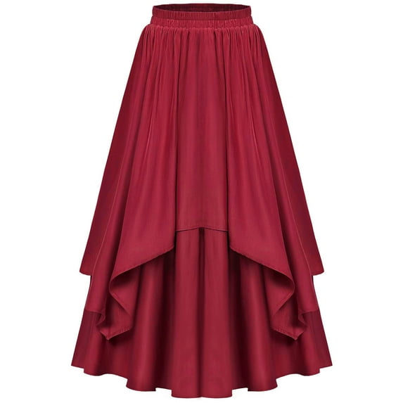 Victorian Maxi Skirt for Women Renaissance Long Double-Layer Skirt Vintage Gothic High Waist Long Skirts