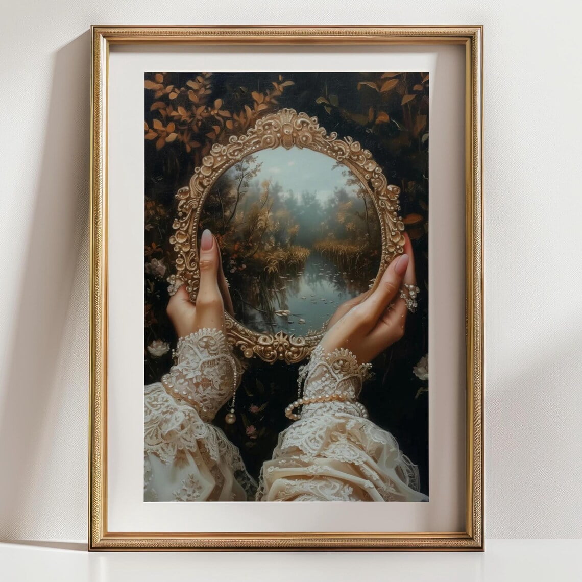 Victorian Mirror Forest Wall Art Print, Surreal Nature Reflection ...