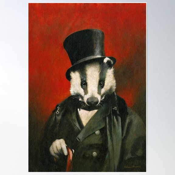 Victorian Mr Badger Poster Wall Art, Modern Wall Decor For Living Room Bedroom, 12x18 UNFRAMED