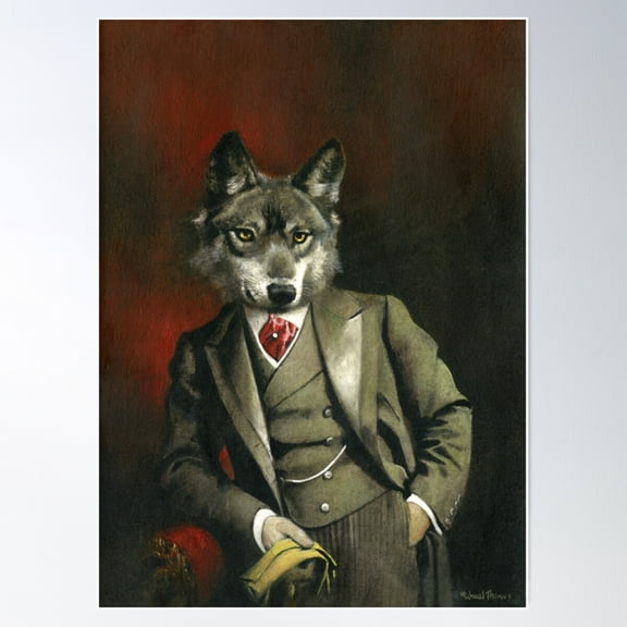 Victorian Mr Wolf Poster Wall Art, Modern Wall Decor For Living Room Bedroom, 12x18 UNFRAMED