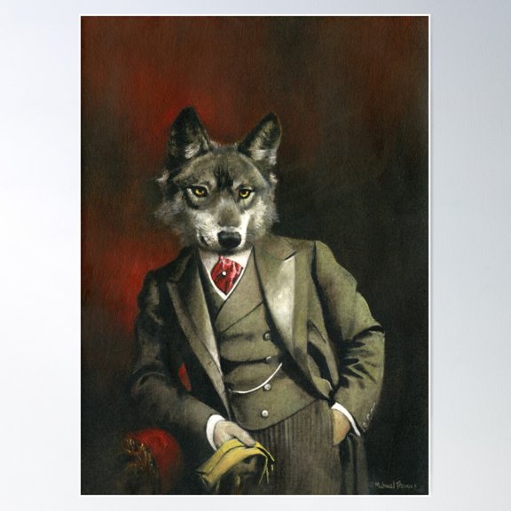 Victorian Mr Wolf Poster Wall Art, Modern Wall Decor For Living Room Bedroom, 16x24 UNFRAMED