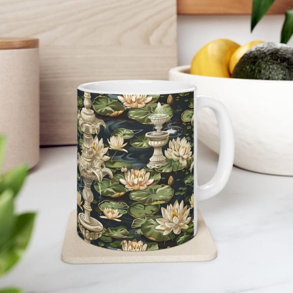 Victorian Nenuphars Ceramic Mug, Elegant Tea Cup, Vintage Floral Coffee Mug, Home Kitchen Dr, Mother's Day Gift.