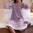 thumbnail image 1 of Victorian Nightgowns for Women Retro Sweetheart Neck Ruffle Hem Long Sleeve Ruched Flowy Sleep Dress, 1 of 7