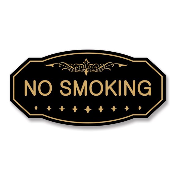 Victorian No Smoking Sign (Black / Gold) - Small 3" X 6"