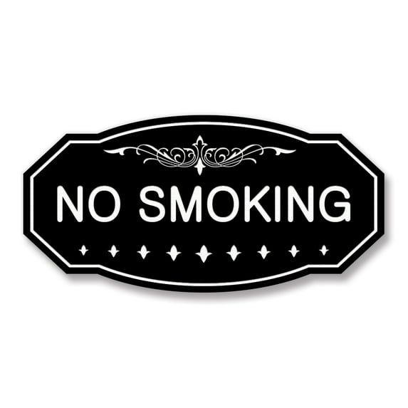 Victorian No Smoking Sign (Black) - Large 5" X 10"