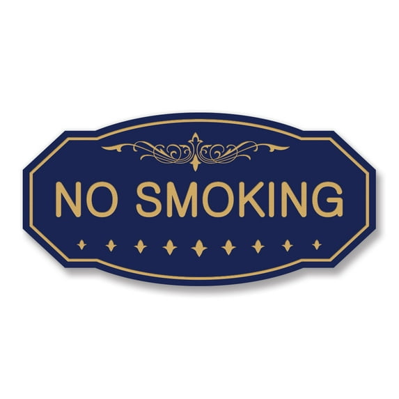 Victorian No Smoking Sign (Blue / Gold) - Medium 4" X 8"
