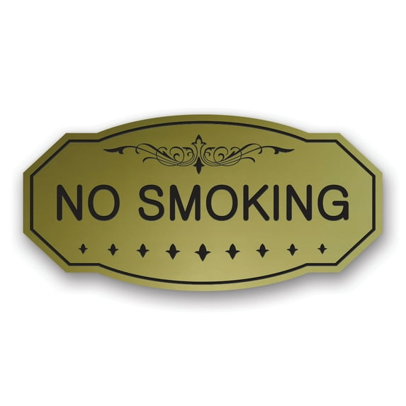 Victorian No Smoking Sign (Brushed Gold) - Large 5" X 10"