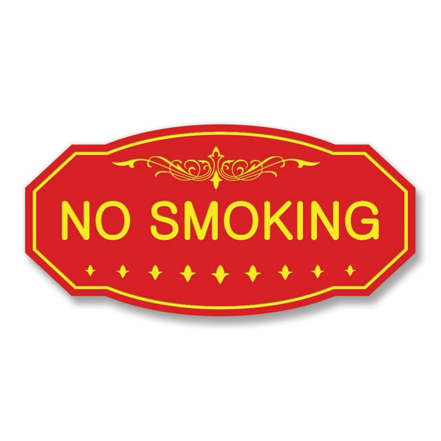 Victorian No Smoking Sign (Red / Yellow) - Large 5" X 10"