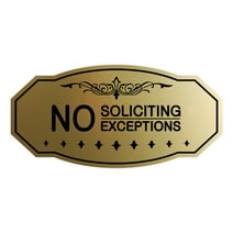 Victorian No Soliciting No Exceptions Sign (Brushed Gold) - Large 5" X 10"
