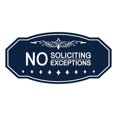 thumbnail image 1 of Victorian No Soliciting No Exceptions Sign (Navy Blue / White) - Large 5" X 10", 1 of 1