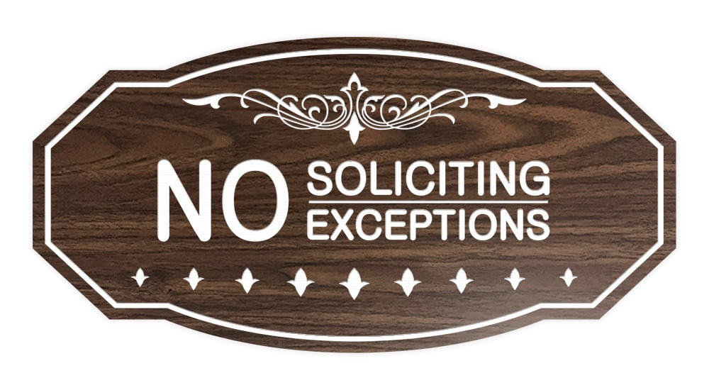 Victorian No Soliciting No Exceptions Sign (Walnut) - Large 5" X 10 ...