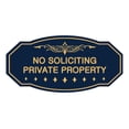 thumbnail image 1 of Victorian No Soliciting Private Property Sign (Navy Blue/Gold) - Large 5" X 10", 1 of 1