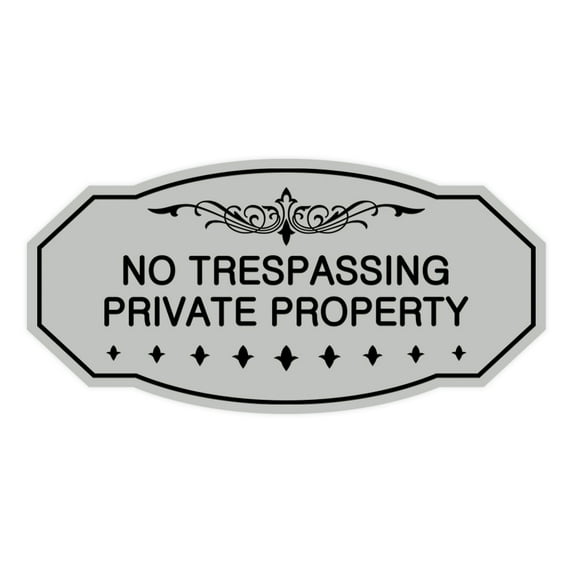 Victorian No Trespassing Private Property Sign (Lt Gray) - Medium 4" X 8"