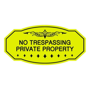 Victorian No Trespassing Private Property Sign (Yellow / Black) - Small 3" X 6"