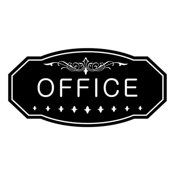 Victorian Office Sign (Black) - Small 3" X 6"