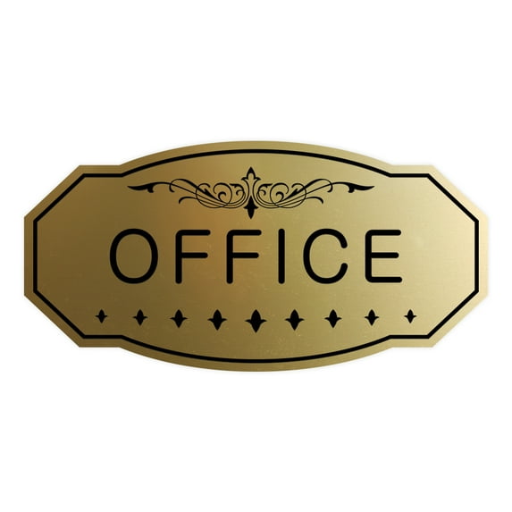 Victorian Office Sign (Brushed Gold) - Small 3" X 6"