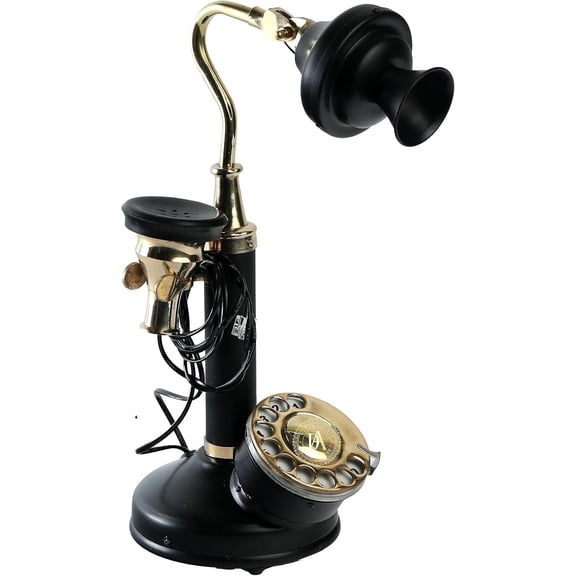 Decor Antique Vintage Brass Candlestick, Set of 1 Victorian Retro Home Decor Western Telephone Brass Corded Rotary Dial Phone