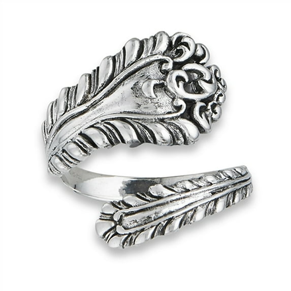 Victorian Oxidized Open Spoon Vintage Ring .925 Sterling Silver Band Jewelry Female Male Size 7
