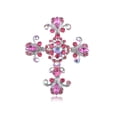 thumbnail image 1 of Victorian Pink Rose Crystal Rhinestone Flourish Floral Holy Cross Pin Brooch, 1 of 5