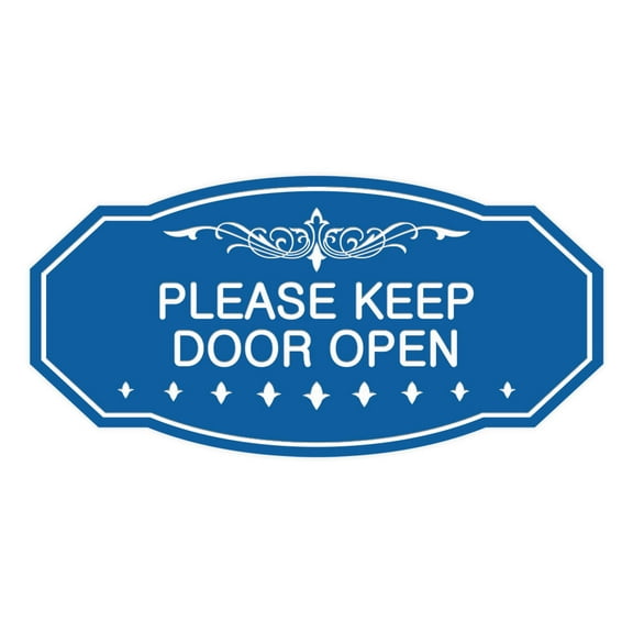 Victorian Please Keep Door Open Sign (Blue) - Medium