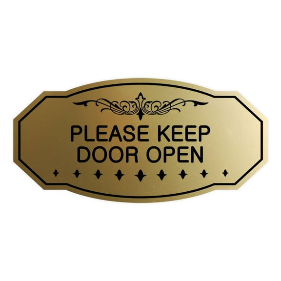 Victorian Please Keep Door Open Sign (Brushed Gold) - Small