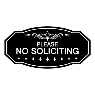 Victorian Please No Soliciting Sign (Black) - Small 3" X 6"