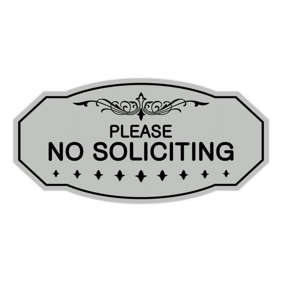 Victorian Please No Soliciting Sign (Lt Gray) - Small 3" X 6"