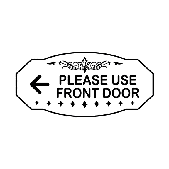 Victorian Please Use Front Door Sign (White) - Large