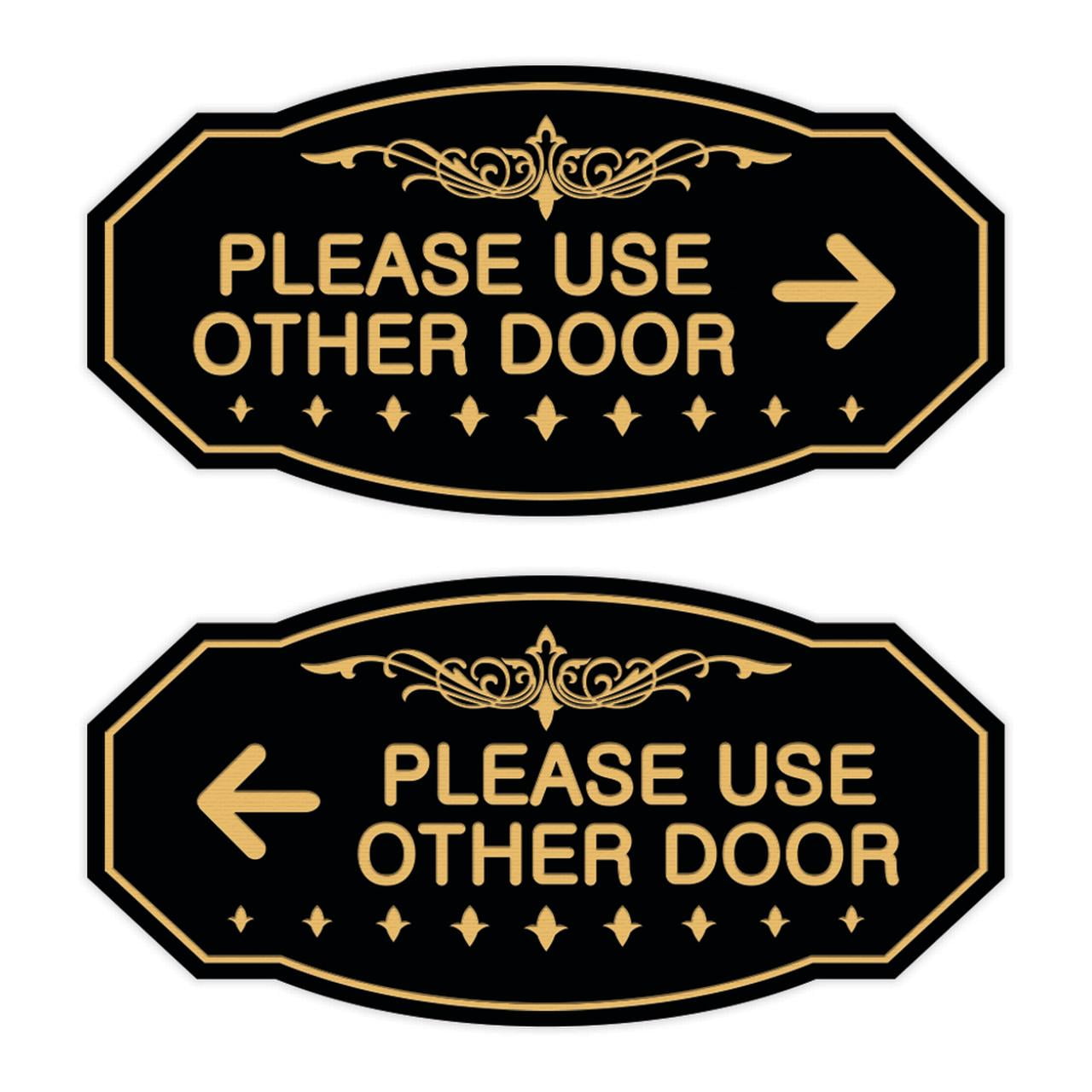 Please Set Over Sign Victorian Please Use Other Door Sign Set (Black /Gold) - Small 3