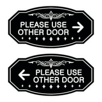 Victorian Please Use Other Door Sign Set (Black) - Small 3" X 6"