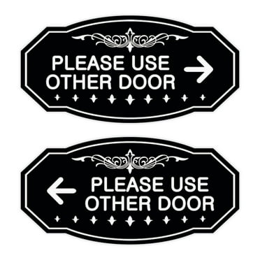 Victorian Please Use Other Door Sign Set (Black) - Small 3" X 6"