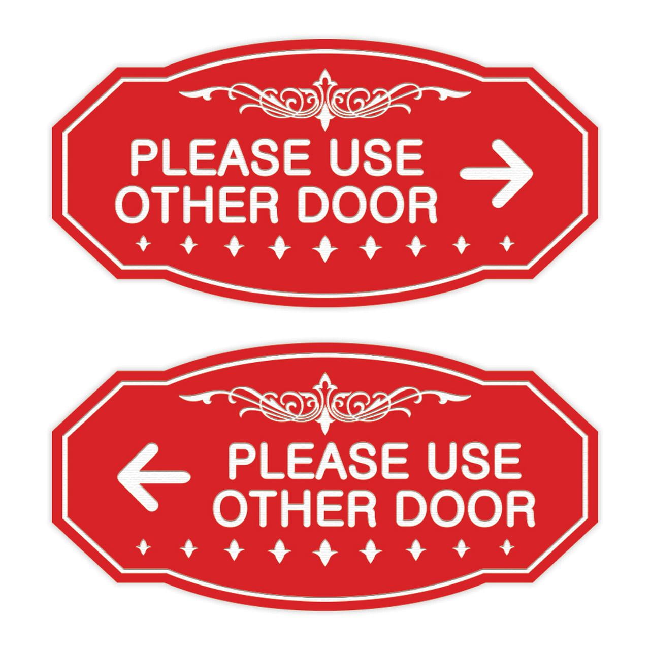 Red Please Sign In Victorian Please Use Other Door Sign Set (Red) - Medium 4