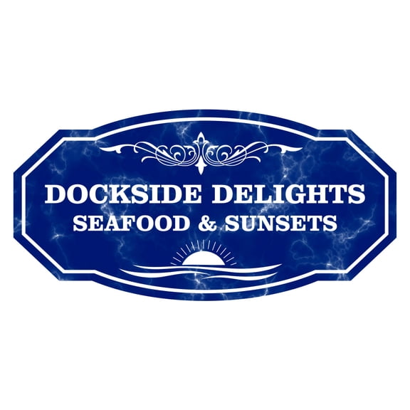 Victorian Plus Dockside Delights Seafood & Sunsets Wall or Door Sign | Marina or Harbor Signage -Small