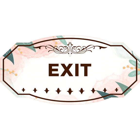Victorian Plus Exit Door or Wall Sign | Colorful Business Signage (Leaves Brown) - Large