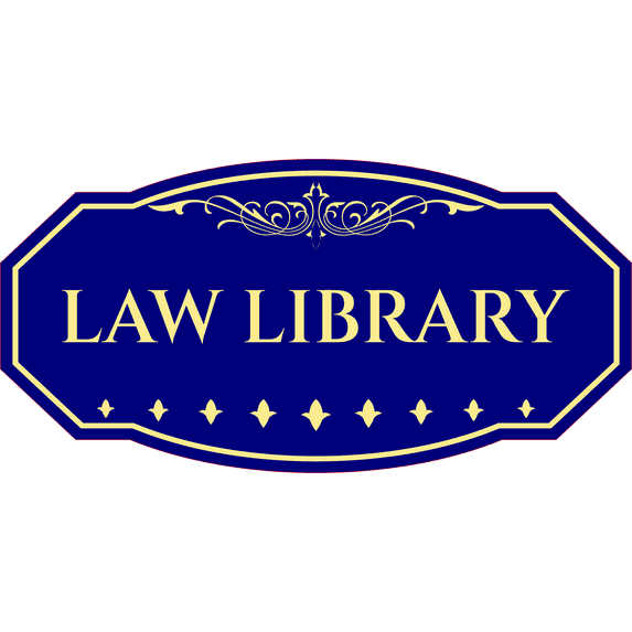Victorian Plus Law Library Wall or Door Sign - Blue | Legal and Courtroom Decoration - Medium