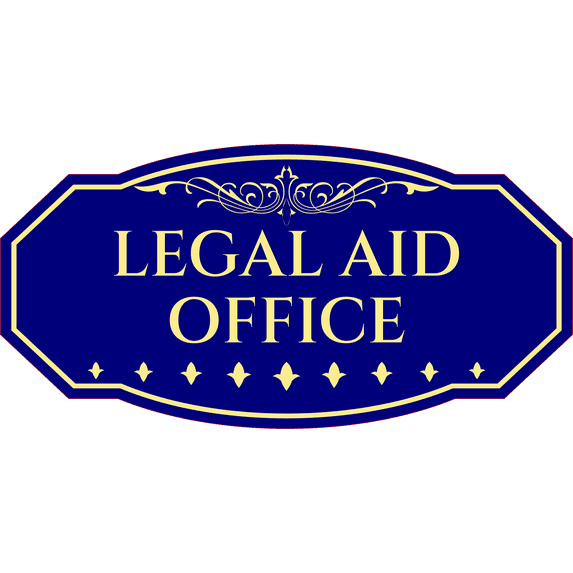 Victorian Plus Legal Aid Office Wall or Door Sign - Blue | Legal and Courtroom Decoration - Large