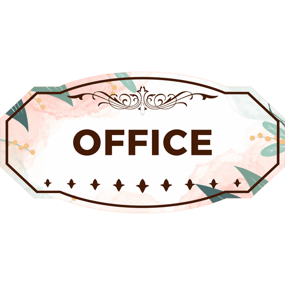 Victorian Plus Office Door or Wall Sign | Colorful Business Signage (Leaves Brown) - Large