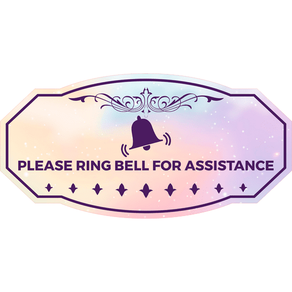 Victorian Plus Please Ring Bell For Assistance Door or Wall Sign | Colorful Business Signage (Pastel Purple) - Large