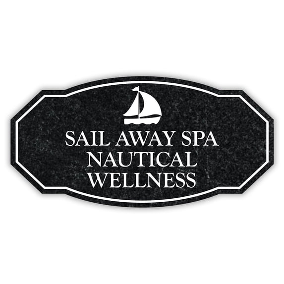 Victorian Plus Sail Away Spa – Nautical Wellness Wall or Door Sign (Black Steel) - Medium