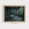 thumbnail image 1 of Victorian Porch Tea Gathering,, Rainy Romantic Vintage Wall Art, Realism Veranda Scene, Dark Cottagecore Home Decor, 8x12 UNFRAMED, 1 of 3