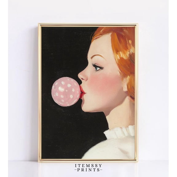 Victorian Portrait Altered Art, Vintage Bubble Gum Poster, Wall Art, Quirky Home Decor, Vintage Art, 8x12 UNFRAMED